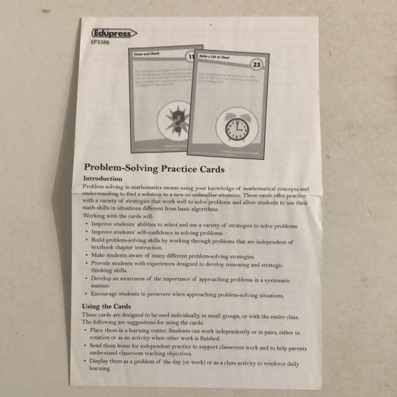 Edupress Math Practice Cards Problem Solving Grade 4 - Picture 4 of 7